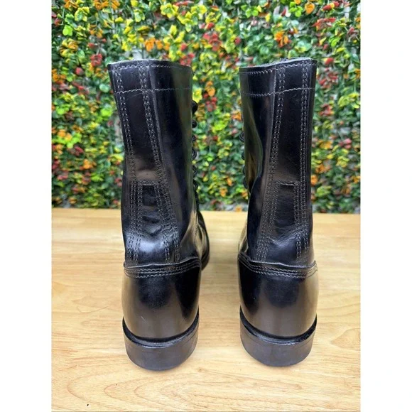 Double H 975 Black Leather Cap Toe Combat Jump Boots MADE IN USA MENS 12E 12 - Picture 5 of 7